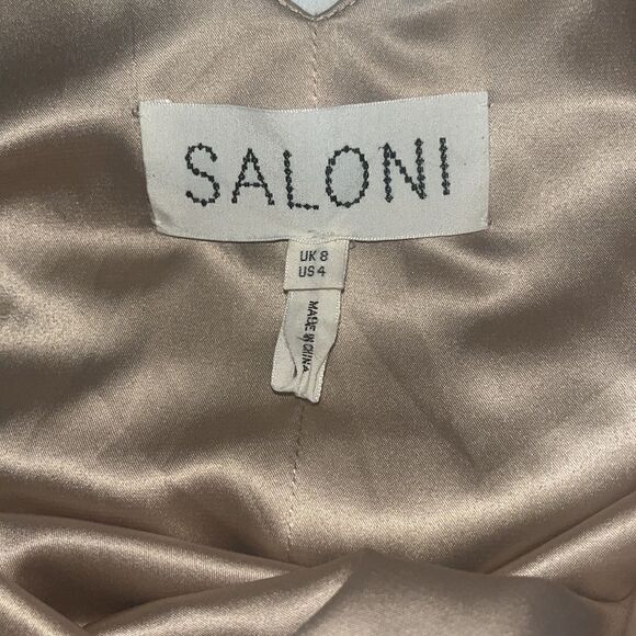 Saloni Jen Gold Satin High Low Sleeveless Cocktail Dress Size 4 - Picture 11 of 11